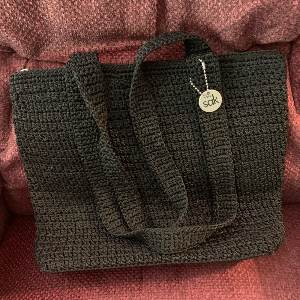 Traditional medium crochet Sak black bag.